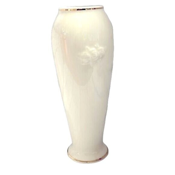 Lenox Rose Vase Blossom Bud Flower Ivory Cream 24K Gold Trim 6” 1980s VINTAGE - Picture 3 of 8